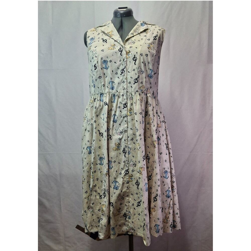 Disney The Aristocats Cat Print Sleeveless Midi Dress Size 20 - Picture 3 of 11
